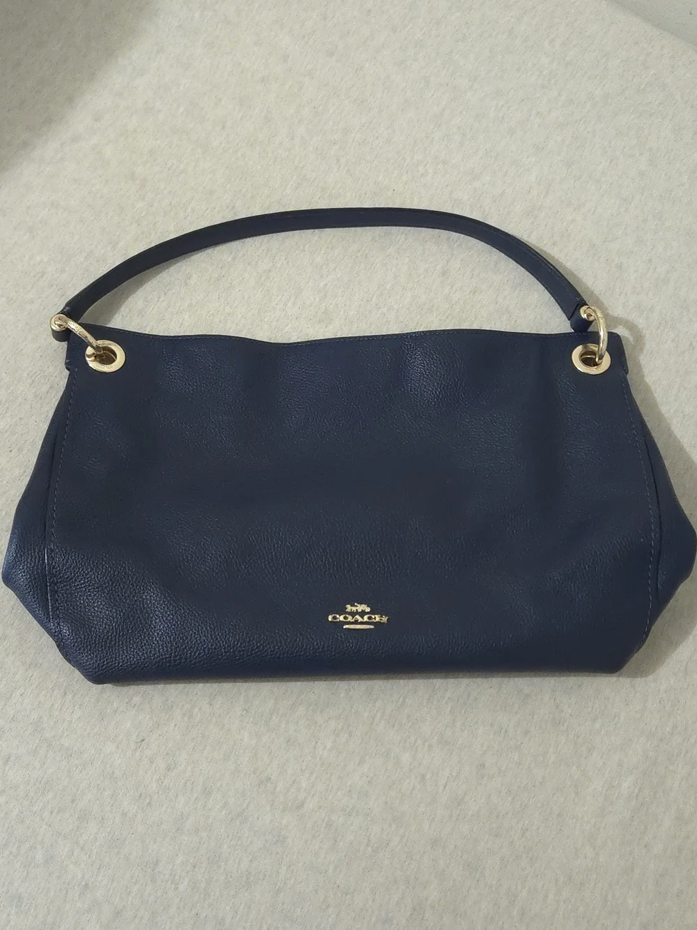 Coach Navy Leather Shoulder Bag